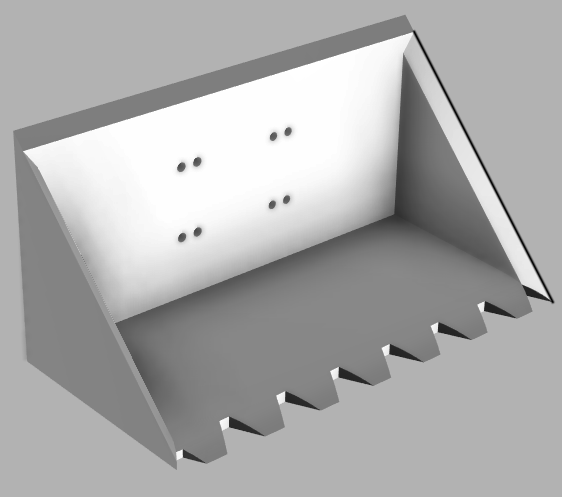 Final excavation bucket CAD with serrated teeth
